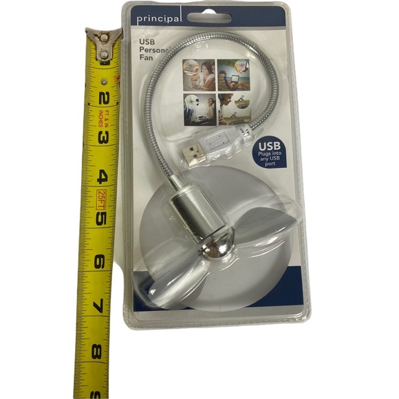 Principal USB Adjustable Neck Personal Fan Silver NWT - Picture 5 of 6